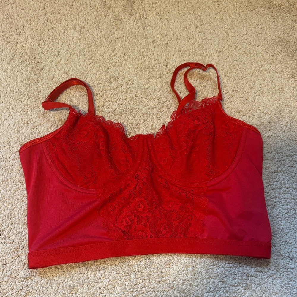 SHEIN Vibrant Red Lace Bralette